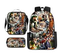 Joalpysm Brainrot - Set di 3 zaini e borsa per il pranzo italiani per ragazzi, con astuccio, borsa per il pranzo, borsa per il pranzo, borsa impermeabile per ragazzi e studenti