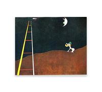 Joan Miro: Cane che abbaia alla luna. Famosa arte della parete della tela. Riproduzione su tela. Quadri d'arte moderna.Camera da letto Soggiorno Decorazione 50x70 cm (19,6x27,5 pollici) Senza cornice