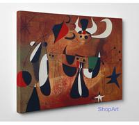Joan Mirò Personages in the Night Stampa su Tela Canvas Vernice Pennellate