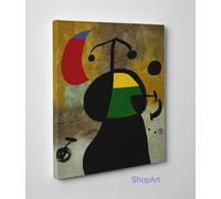 Joan Mirò Woman Before an Eclipse Stampa su Tela Canvas Vernice Pennellate
