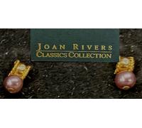 Joan Rivers Orecchini Perla 18kt Oro Giallo Cerchi Rotondo Bronzo Logo Regalo