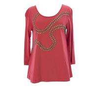 Joan Vass Top Rivet A Manica 3/4 Fresco Donna C314335 Taglia 1 $138 NUOVO