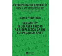 Joanna Pfingsth Variability in Learner Errors as a Reflection (Copertina rigida)