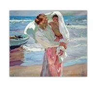 Joaquin Sorolla Poster《Dopo il bagno》Arte della parete vintage Joaquin Sorolla Stampe Pittura su tela moderna per la decorazione della parete domestica Immagine 50x60cm Senza cornice