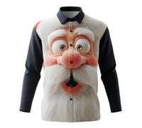 JOASDAO Camicie natalizie da uomo UK novità a maniche lunghe button down divertente 3D fantasia natalizia t-shirt Babbo Natale costume taglie forti camicie per feste di vacanza da uomo, 1# bianco