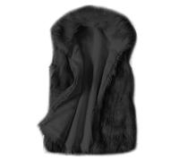 JOASDAO Gilet in pelliccia sintetica da donna, a pelo lungo, aperto sul davanti, invernale, caldo, senza maniche, soffice gilet sfocato, Nero , L