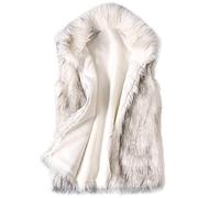 JOASDAO Gilet in pelliccia sintetica da donna, a pelo lungo, aperto sul davanti, invernale, caldo, senza maniche, soffice gilet sfocato, bianco, L