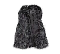 JOASDAO Gilet in pelliccia sintetica da donna, a pelo lungo, aperto sul davanti, invernale, caldo, senza maniche, soffice gilet sfocato, Grigio scuro, 4XL