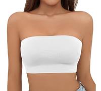 JOASDAO Reggiseni senza spalline per le donne antiscivolo senza cuciture reggiseno a fascia supporto senza fili confortevole elastico crop tubo top bralette, bianco, XL