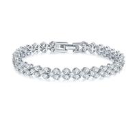 JOATVEE Bracciali per le Donne in Cristallo Stile Romano Argento 925 Bianco CZ Bracciale Classico da Tennis, Misura 7 Pollici
