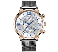 JOATVEE Moda Uomo Orologi Casual Data Cronografo Luminoso Orologio Uomo Nizza Orologi da lavoro impermeabile con cinturino in acciaio inox Mesh Orologio al quarzo analogico
