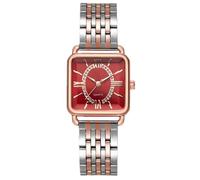 JOATVEE Orologio da donna Cassa quadrata in oro rosa Numeri romani Orologio di lusso Orologio al quarzo casual in acciaio inossidabile