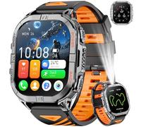 Joautrial GPS Smartwatch Uomo, 2,13" AMOLED Militare Orologio con LED Torcia, Bussola,100+ Modalità Sportive, Monitoraggio della Salute, Chiamate Bluetooth per Android iOS (Nero)