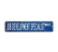 Job Development Specialist Cartello stradale per lo sviluppo del lavoro Specialista regalo professionale Targa in metallo 10,2 x 45,7 cm Targa in metallo in stile retrò per porta d'ingresso, cucina