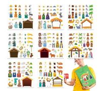 Joberio Adesivi per presepe di Natale, adesivi religiosi per la nascita di Gesù, decorazioni educative natalizie, kit di ornamenti per la casa, classe e gioco