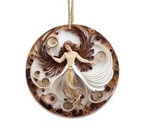 Joberio Angelo di Natale, ornamenti per l'albero di Natale con angelo | Ornamenti di angeli di Natale in acrilico 2D con cordino - Ciondolo decorativo per feste natalizie, figura sacra da collezione