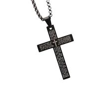 Joberio Catena religiosa da uomo, collana cristiana con ciondolo sacro, collana religiosa con versi della Bibbia, collana in acciaio inox per uomini e donne, Refer to description, Acciaio inossidabile