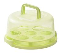 Joberio Porta cupcake | Porta torte rotondo a 7 slot | Alzata per torte con coperchio e manico, contenitore portatile per torte con base su due lati per torte, biscotti, noci frutta