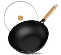 Jobin 30cm Wok Antiaderente con Coperchio, Wok Induzione Senza Rivestimento Chimico e Grande Capacità per Porzioni di cibo per 3-5 Persone, Ideale Padella per Fornelli a Induzione, Elettrici e a Gas