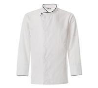 JOBLINE Giacca Cuoco Micropiping No Stiro antimacchia Traspirante Colore Bianco in Microfibra con Morbida Maglia Elastica su Schiena Ideale per Chef Cucina Scuola ristorazione tg. S