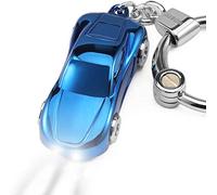 Jocaluyia Portachiavi creativo, mini portachiavi per auto, torcia con 2 modalità di luci LED, portachiavi per auto, per uomini, donne e bambini, Blu, taglia unica