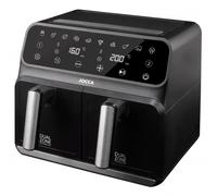 Jocca - Friggitrice ad aria calda digitale doppia 8 L con 2 vasche | friggitrice senza olio | Air Fryer grande capacità, AirFryer antiaderente| 1700 W di potenza | Manico freddo (nero 4L+4L)