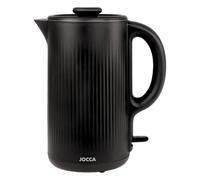 Jocca - Bollitore elettrico 1,8 L | Corpo e coperchio in acciaio inossidabile | Controllo STRIX | 1500 W | Bollitore acqua veloce e sicuro | Design elegante nero