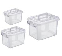 Jocca - Confezione da 3 scatole portaoggetti con coperchio e maniglia, con clip grandi/plastica rigida/per riporre vestiti, giocattoli../ organizzazione in casa/baule organizer (confezione da 3)