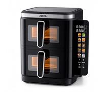 JOCCA - Friggitrice ad aria digitale Dual 11L (5,5 L + 5,5 L) | Airfryer verticale con 2 scomparti con finestre, 10 funzioni, schermo touch LED a colore, 60-200°C, antiaderente e facile da pulire