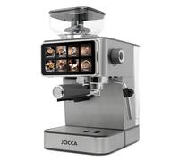 Jocca - Macchina da caffè espresso semiautomatica da 20 bar con macina, schermo touch, 22 livelli di macinazione, vaporizzatore, serbatoio da 1,3 l, 1450 W, finitura cromata in acciaio inox
