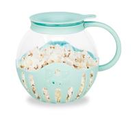 JOCCA - Palcorn a microonde in vetro da 2,2 litri/griglia in silicone per burro/adatto per lavastoviglie/alte temperature/sano/colore blu