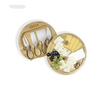 JOCCA - Set Tavola Formaggi con Coltelli in Acciaio Inox | Ideale per Amanti del Formaggio | Tavola Rotonda diametro 20cm con Set di 4 Coltelli | Perfetto Regalo Originale