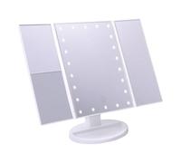 Jocca - Specchio da trucco pieghevole con luce LED | 1X/2X/3X Ingrandimento | Illuminazione regolabile | Girevole a 180° | USB o Batterie | Specchio da toeletta con ingrandimento