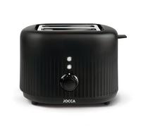 Jocca - Tostapane per pane 2 fette, doppia fessura larga 10 x 10 cm, 7 livelli di tostatura, funzione reattiva, cancellazione e sbrinamento, vassoio raccogli briciole, acciaio inox, 1000 W, nero