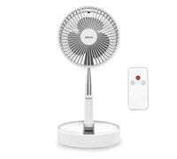 Jocca, Ventilatore da Terra e Tavolo Portatile con Telecomando, Batteria 7200 mAh, 3 Velocità, Altezza Regolabile, Pieghevole, USB, Bianco, 36-98 cm