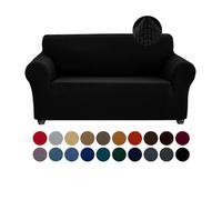Joccun Copridivano impermeabile Loveseat, 1 pezzo, per divano con 2 cuscini, in spandex, per soggiorno, bambini, animali domestici (mangiatoia per bambini, nero)