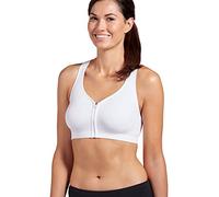 Jockey Women's Bras Zip Front Sports Bra, White, L