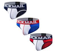 JOCKMAIL 3 pezzi/confezione da uomo slips debole aumento biancheria intima da uomo slip slip mutandine per uomo, Blu+blu scuro+rosso, XL