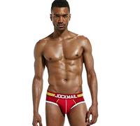 JOCKMAIL Biancheria intima da uomo sexy slip pantaloncini a rete slip da uomo sexy mutandine maschili boxer biancheria intima in cotone traspirante, Rosso, XL