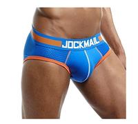 JOCKMAIL Biancheria intima da uomo sexy slip pantaloncini a rete slip da uomo sexy mutandine maschili boxer biancheria intima in cotone traspirante, Blu, XL