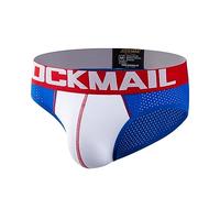 JOCKMAIL Biancheria intima da uomo sexy slip pantaloncini a rete slip da uomo sexy mutandine maschili boxer biancheria intima in cotone traspirante, 351 blu, XL