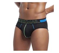 Jockmail, biancheria intima sexy da uomo, in maglia, sexy, slip da uomo Nero XXL