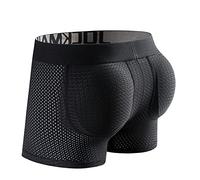 JOCKMAIL Boxer da uomo con imbottitura per glutei, biancheria intima da ciclismo, boxer corti in rete, biancheria intima hip-up, Nero , XXL