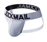 JOCKMAIL Sexy Mens Jock Cinghie Biancheria Intima Cotone Sexy Jocks Bikini G-string Uomini Tanga Slip Maschio Biancheria Intima Gay Tanga 6 Colori, Grigio, XXL
