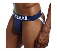 JOCKMAIL Sexy Mens Jock Cinghie Biancheria Intima Cotone Sexy Jocks Bikini G-string Uomini Tanga Slip Maschio Biancheria Intima Gay Tanga 6 Colori, Marina Militare, XL