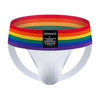 JOCKMAIL Slip da uomo sospensorio atletico sostenitore uomo Jockstrap arcobaleno uomo sport intimo jockstrap per palestra sport, bianco, M
