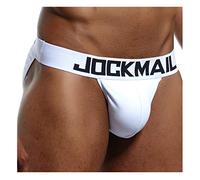 JOCKMAIL Slip sexy da uomo, in cotone, biancheria intima sexy da uomo, bianco, XXL