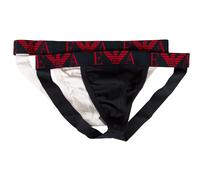 Emporio Armani Bold Monogram 2-Pack Jockstrap Jock Strap, Bianco/Marine, M Men's
