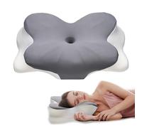 jocoiot Cuscino cervicale per collo e spalle, cuscino ergonomico in memory foam per dormire con federe lavabili, stile comfort - grigio
