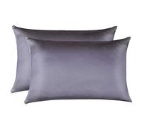 Jocoku Set di 2 federe in 100% seta di gelso per capelli e pelle, super morbide e traspiranti, dimensioni standard in seta naturale (standard, grigio)